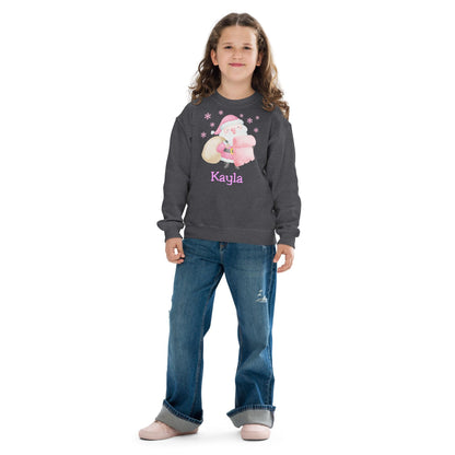 Personalized Kids Pink Santa Christmas Sweatshirt, Retro Santa, Christmas Season Gifts, Christmas Gift Kids, Xmas Sweatshirt, Kids Gift