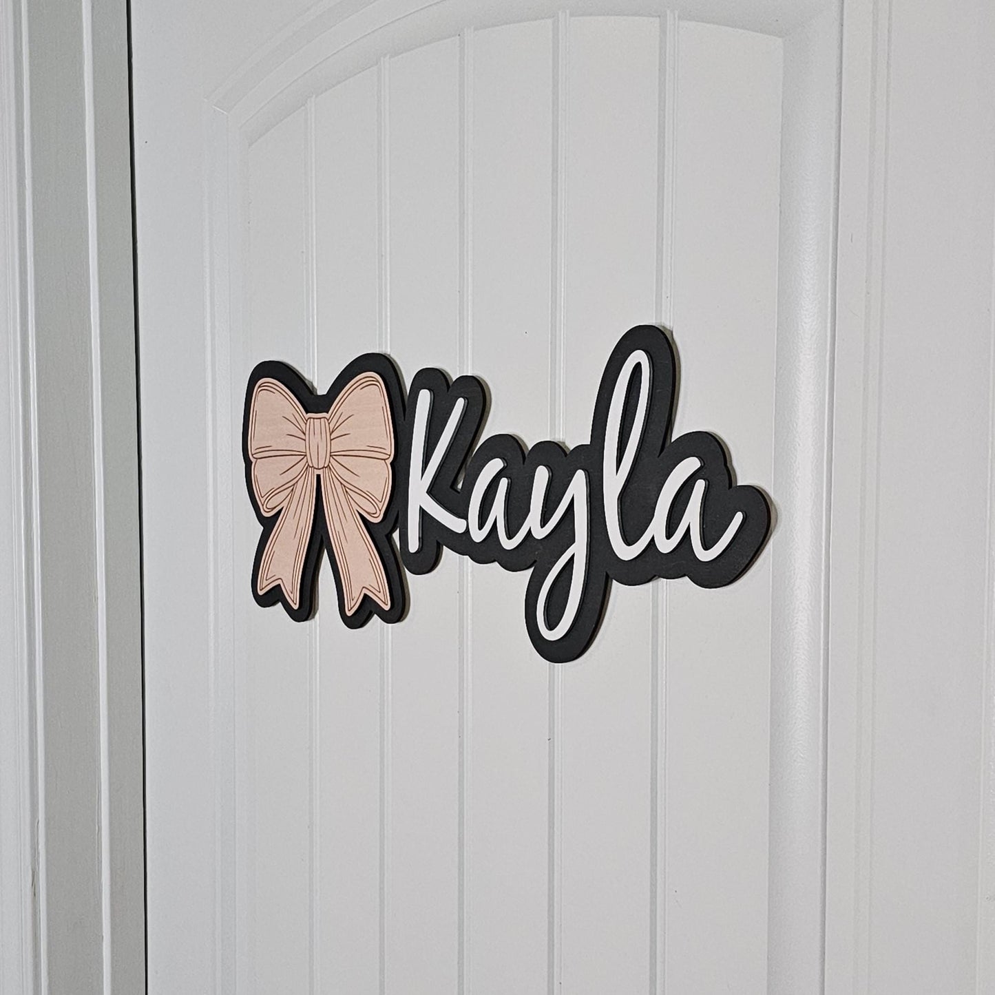 Personalized Kids Door Sign Bow, Childs Door Name Sign, 3D Bedroom Sign, Nursery Wall Name Sign, Kids Bedroom Door Name Sign, Custom Sign