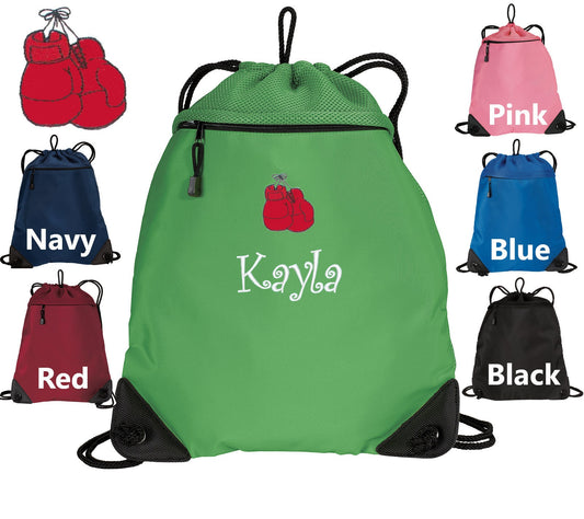 Personalized Kids Boxing Cinch Pack, Drawstring Gym School PE Pool, Boxing Backpack, Embroidered Monogrammed Custom Name, Perfect Gift