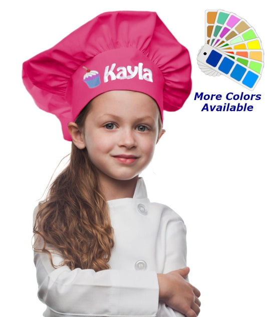 Personalized Kids Chef Hat Embroidered with Your Text or Name and Cute Cupcake Design, Chef Gift, Cooking Gift, Future Chef, Chef Hat Name