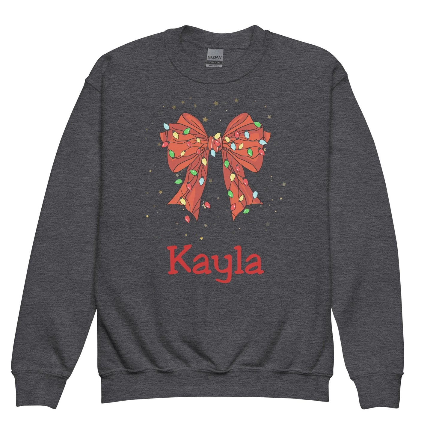 Personalized Kids Christmas Bow Sweatshirt, Xmas Sweater, Christmas Season Gifts, Christmas Gift, Xmas Sweatshirt, Christmas Kids Gift