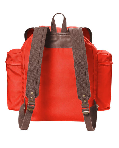 Personalized Retro Backpack, Rucksack Bottle Holder, Embroidered Monogrammed Custom Name, Leather Trim, Perfect College Gift, Student Gift