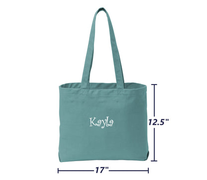 Personalized Beach Tote Bag, Embroidered Custom Name, Bridesmaid Gift, Mom Gift, Retro Beach Gift, Beach Washed Cotton Tote