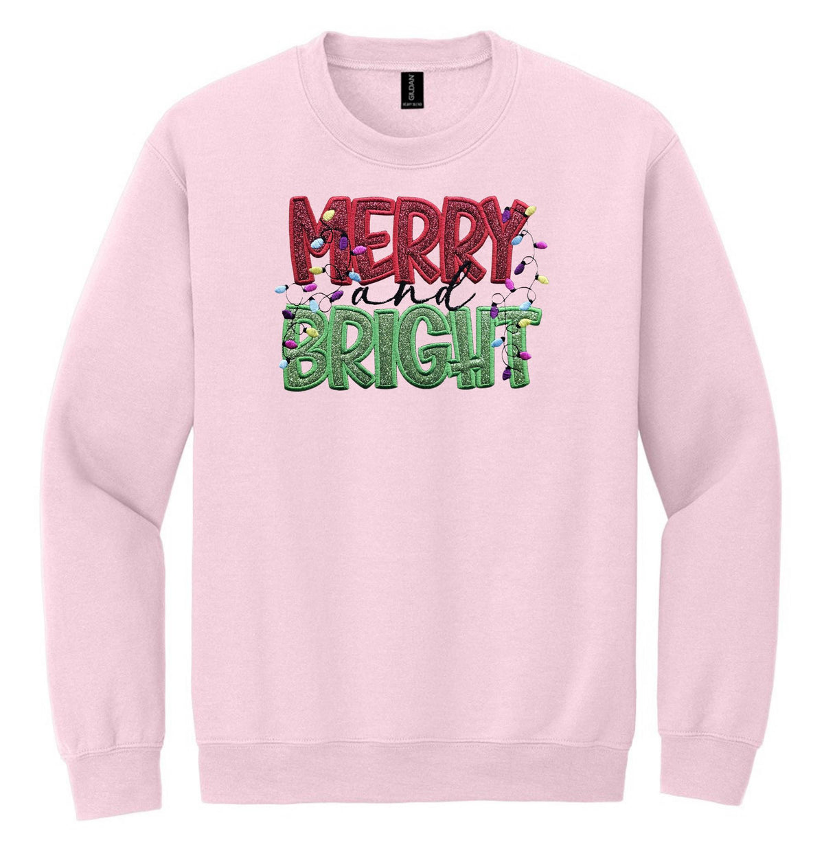 Embroidered Christmas Sweatshirt, Sweatshirt with Merry and Bright Applique, Warm Fall Sweatshirt, Fall Gift, Womens