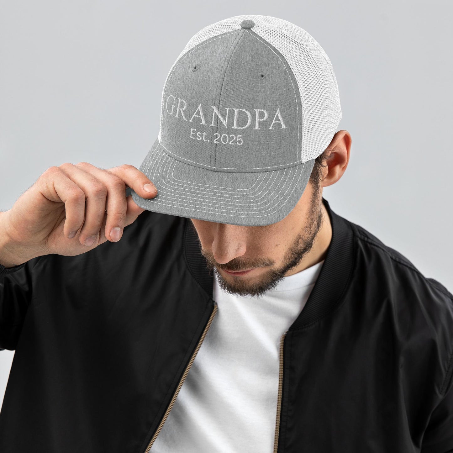 Personalized Grandpa Trucker Cap Hat, Embroidered Richardson 112 Snapback, New Grandfather Gift, Granddad Gift, Papa Hat, Fathers Day Gift