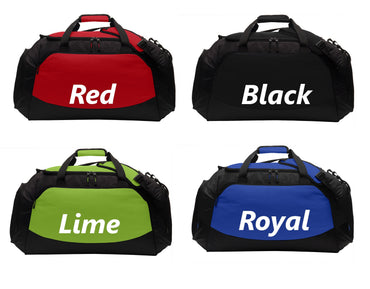 Personalized Large Canvas Duffel Bag, Two Tone, Gym Bag, School PE Bag, Zippered Pockets, Padded Handle, Embroidered Name, Groomsman Gift