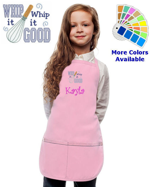Personalized Kids Apron with Whip It Embroidery Design, Kitchen Cook Gift, School Gift, Funny Gift, Monogrammed, Cooking Party