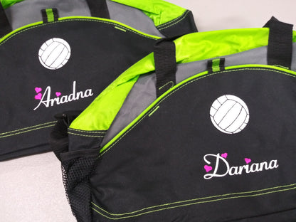 Personalized Kids Volleyball Duffel Bag Gym Bag School PE Contrast Piping and Stitching Embroidered with Name or Text of Your Choice