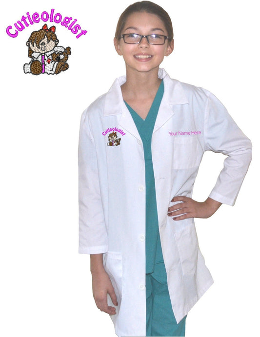 Personalized Kids Lab Coat with Cutieologist Embroidery Design