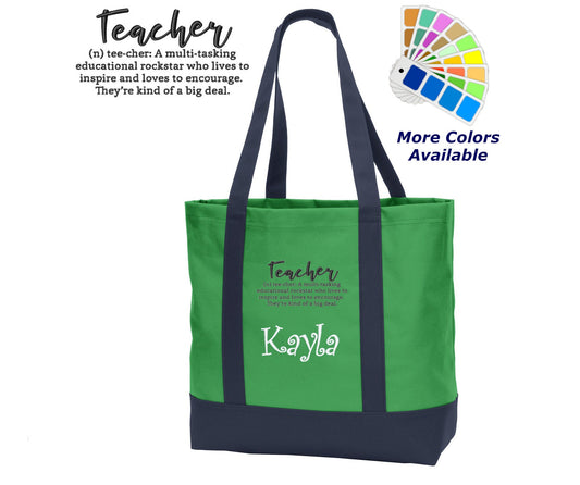 Personalized Teachers Tote Bag Embroidered with Name of Your Choice Perfect Teacher Gift