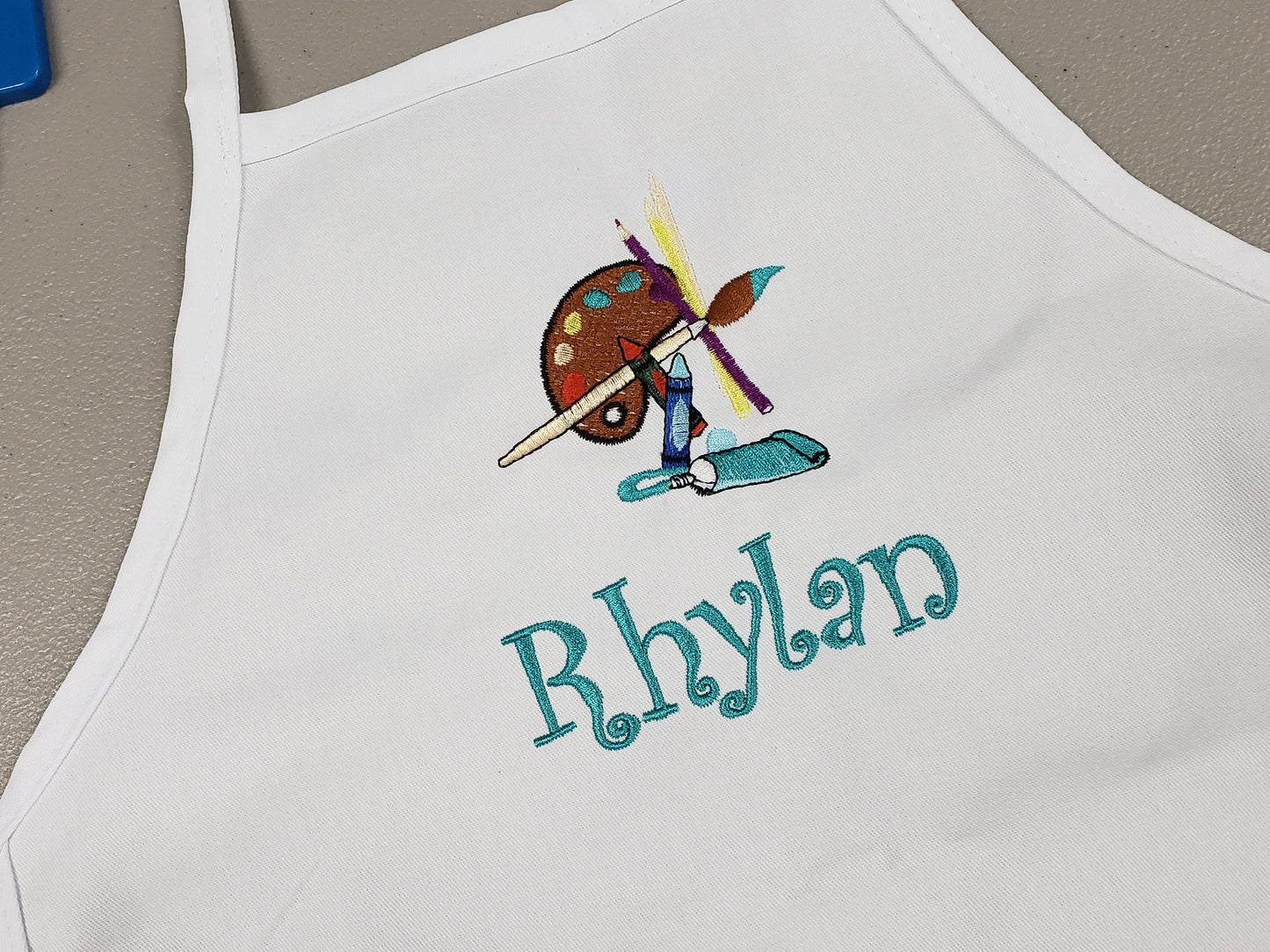 Personalized Kids Art Smock with Art Palette Embroidery Design