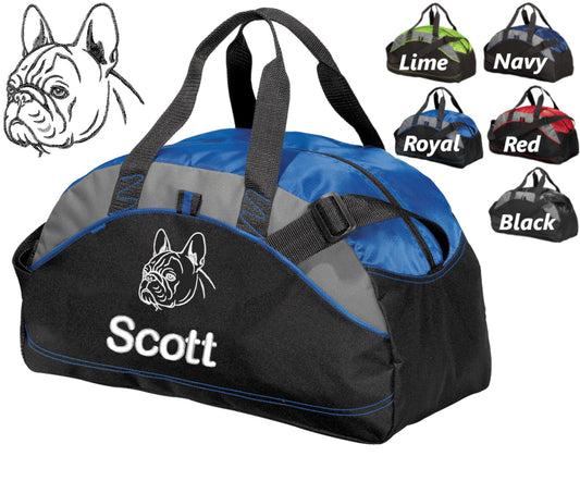 Personalized Dog Duffel Bag, Embroidered French Bulldog, Monogrammed Name of your Dog, Perfect Pet Birthday Gift, Owner Groomer Trainer