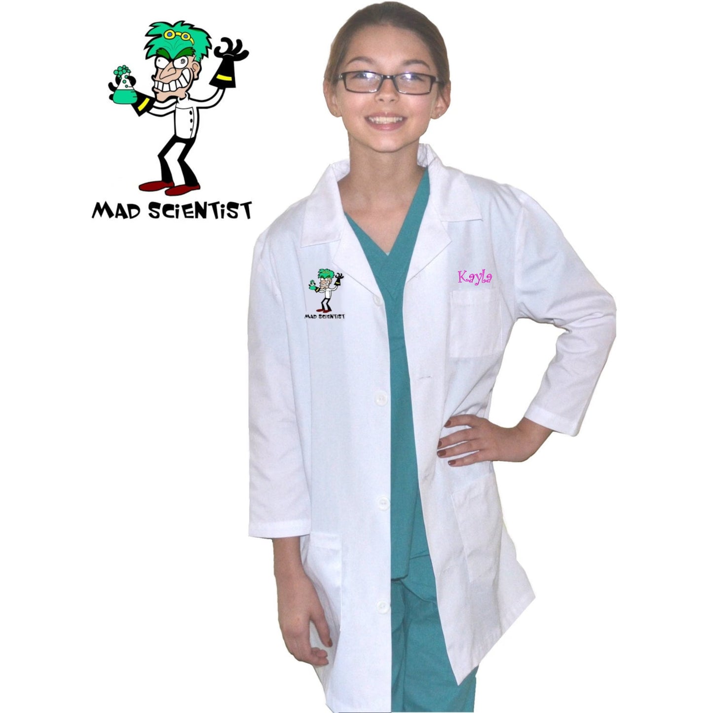 Kids Mad Scientist, Personalized Lab Coat, Halloween Costume, Crazy Professor, Science Gift