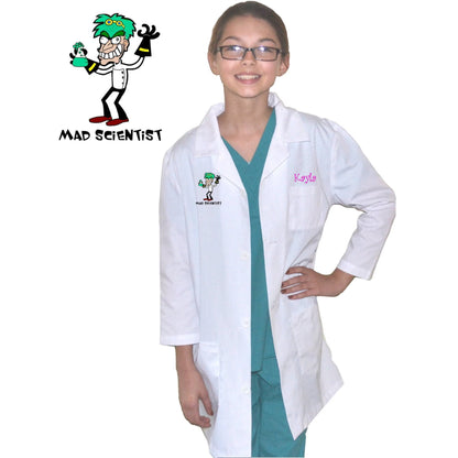 Kids Mad Scientist, Personalized Lab Coat, Halloween Costume, Crazy Professor, Science Gift