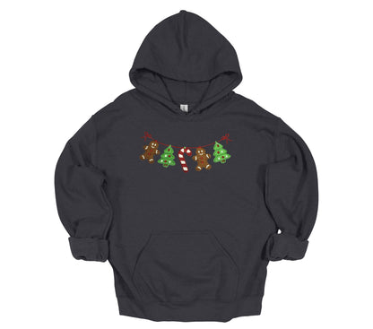 Christmas Hoodie, Sweatshirt with Gingerbread Man Embroidery Design, Warm Custom Sweat shirt, Mom Girlfriend Gift