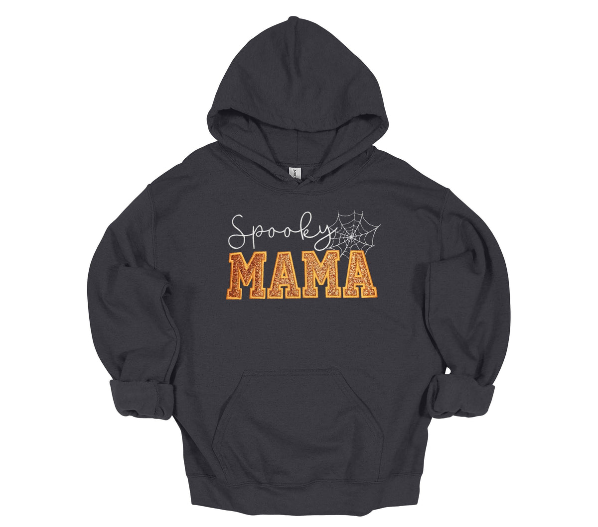 Halloween Hoodie, Sweatshirt with Spooky Mama Glitter Applique, Warm Custom Sweat shirt, Mom Girlfriend Gift