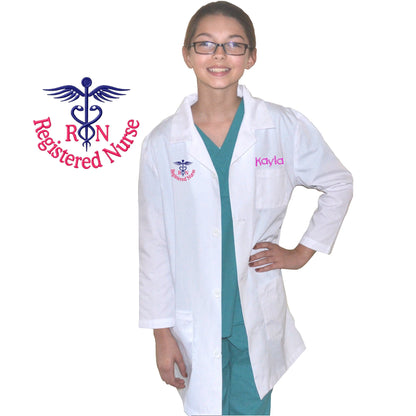 Personalized Kids Lab Coat with RN Nurse Embroidery Design little Doctors and Nurses, Youth Lab Coat, Child Coat, Hallowen Costume