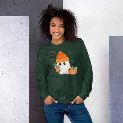 Halloween Ghost Sweatshirt, Cute Ghost Coffee Pumpkin Sweats, Womens Halloween Sweatshirt, Cute Retro Fall Sweats, Spooky Season, Fall Gift