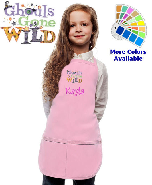 Personalized Kids Halloween Apron with Ghouls Embroidery Design, Kitchen Cook Gift, School Gift, Funny Gift, Monogrammed, Cooking Party