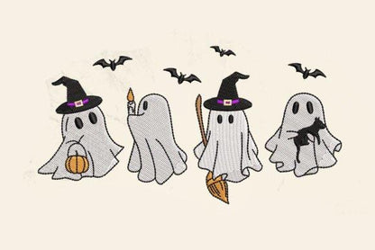 Embroidered Halloween Cute Ghost Sweatshirt, Sweatshirt with Ghost Witch Design, Warm Fall Sweatshirt, Fall Gift, Gift, Womens