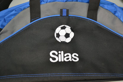 Personalized Kids Soccer Duffel Bag, Duffle Gym Bag, School PE Contrast Piping and Stitching Embroidered with Name or Text of Your Choice