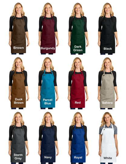 Monogrammed Apron, Heavy Cotton Twill Bib Initials, Large Pockets, Custom Womens Apron, Kitchen Baking, Crafts