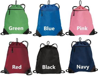 Personalized Cinch Pack, Drawstring Gym School PE, Pool Backpack, Embroidered Bulldog Dog, Monogrammed Custom Name, Perfect Student Gift