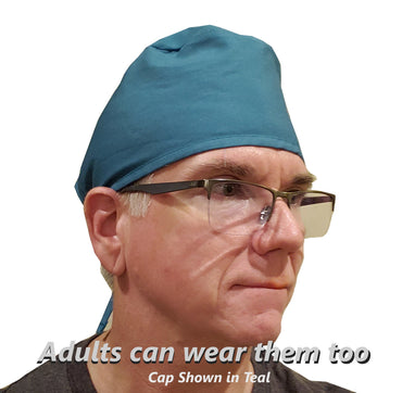 Ceil Blue Scrub Cap for Kids, Surgical Caps, Nurse Doctor Hat, Surgeon Cap, Solid Color, for little Doctors and Nurses