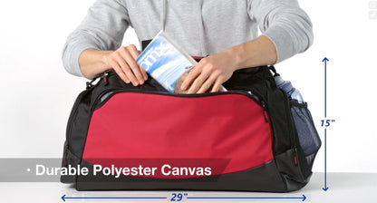 Personalized Large Canvas Soccer Duffel Bag, Gym Bag, School PE Bag, Zippered Pockets, Padded Handle, Embroidered Name, Soccer Gift