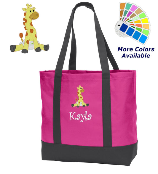 Personalized Diaper Bag, Embroidered Giraffe, Bag, Infant Bag, Name of Your Choice, Shower Gift