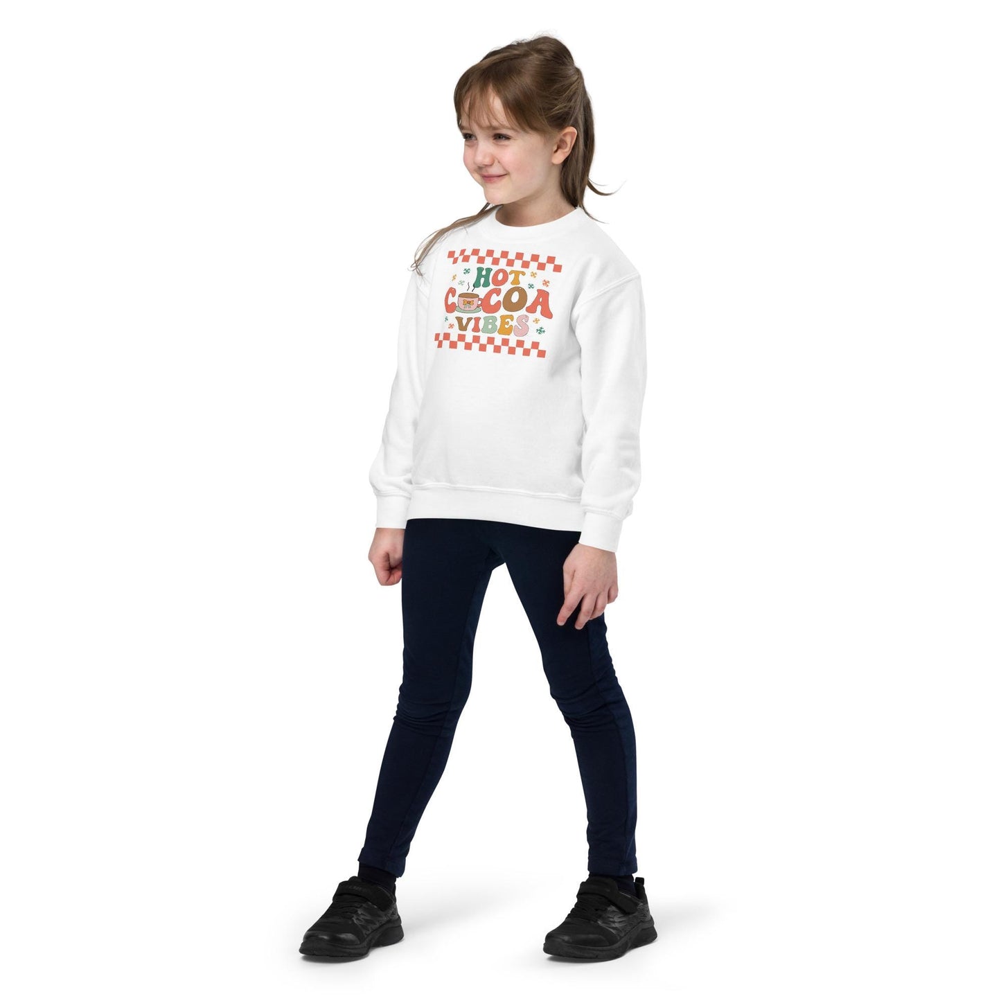 Kids Retro Christmas Sweatshirt, Hot Cocoa Vibes Sweater, Christmas Season Gifts, Christmas Gift Kids, Xmas Sweatshirt, Christmas Kids Gift