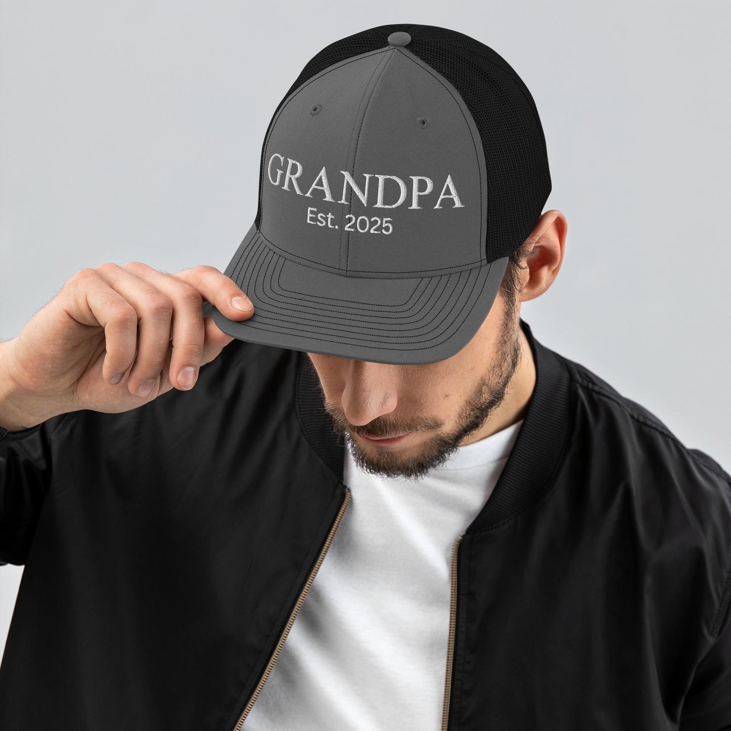 Personalized Grandpa Trucker Cap Hat, Embroidered Richardson 112 Snapback, New Grandfather Gift, Granddad Gift, Papa Hat, Fathers Day Gift