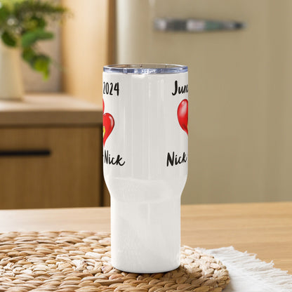 Personalized Married Tumbler with Handle, Wedding Date Gift, Mr and Mrs Gift, Bridal Shower Gift, Couples Gift