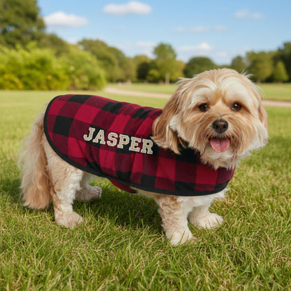 Personalized Dog Jacket, Glitter Applique, Fleece Fabric, Paw Print Design, Plush Microfleece, Embroidered Pets Name, Dog Gift