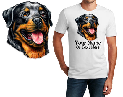 Personalized T-Shirt Rottweiler Face Dog Design, Sports Shirt, Printed Shirt, Custom Name, Dad Gift, Mom Gift, Unisex Womens Tee