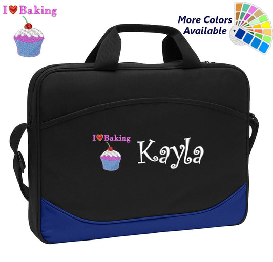 Personalized Computer Laptop Case I Love Baking Cupcake Embroidery Design with Your Name Perfect Chef Cook Gift