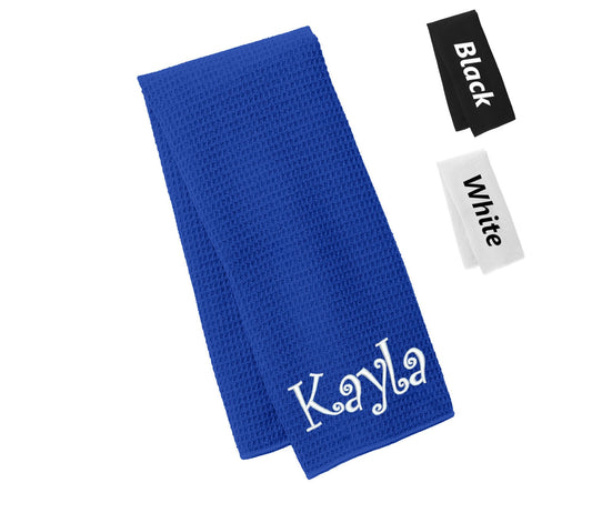 Personalized Towel, Kitchen Towel, Hand Towel, Bathroom Towel,  Waffle Microfiber, Embroidered with Your Name, Personalized Mom Gift
