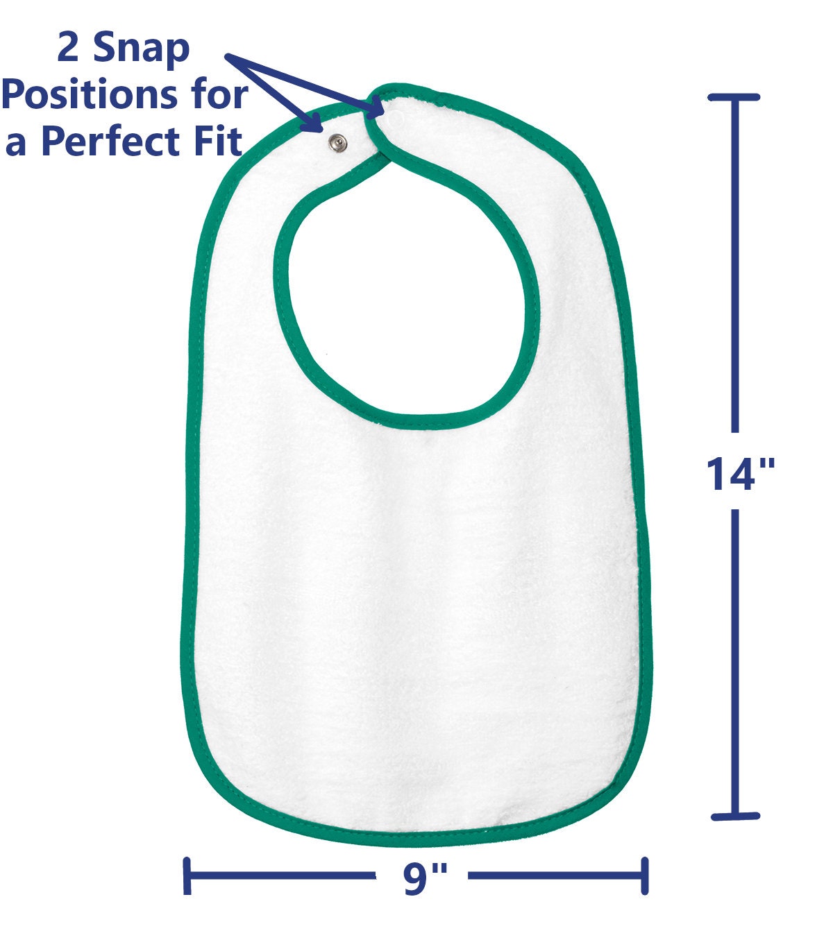 Personalized Baby Bib White Cotton Terry with Contrast Trim Baby Turtle Fish Design for Boy or Girl Embroidered Name