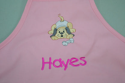 Personalized Kids Apron with Puppy Dog Embroidery Design, Monogrammed Birthday Gift, Kids Chef Apron, Kids Cook Apron, Custom Apron