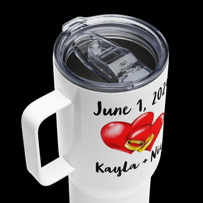 Personalized Married Tumbler with Handle, Wedding Date Gift, Mr and Mrs Gift, Bridal Shower Gift, Couples Gift