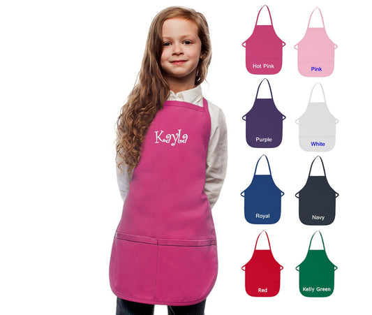 Personalized Kids Apron, Custom Embroidered Text or Name, Monogrammed, Art Gift, Chef Gift, Cooking Party, Art Party, School Aprons