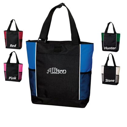 Personalized Canvas Tote Bag, Custom Tote, Tote with Zipper, Embroidered Custom Name, Perfect Bridesmaid Gift