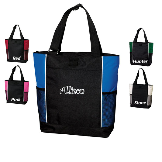 Personalized Canvas Tote Bag, Custom Tote, Tote with Zipper, Embroidered Custom Name, Perfect Bridesmaid Gift