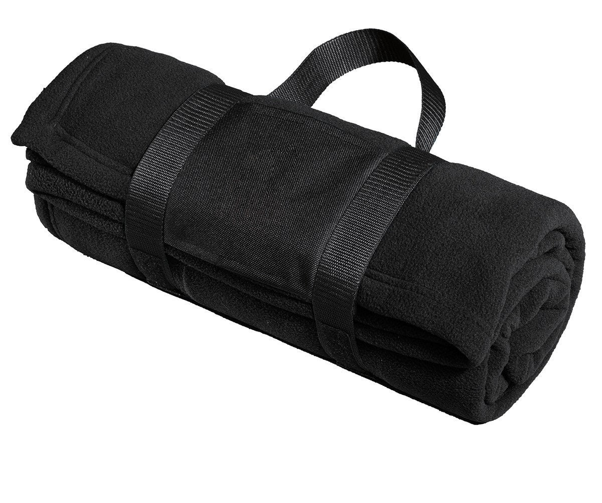 Personalized Fleece Blanket with Carrying Strap, Monogrammed Throw, Embroidered Name, Personalized Mom Bridesmaid Gift, Polyester