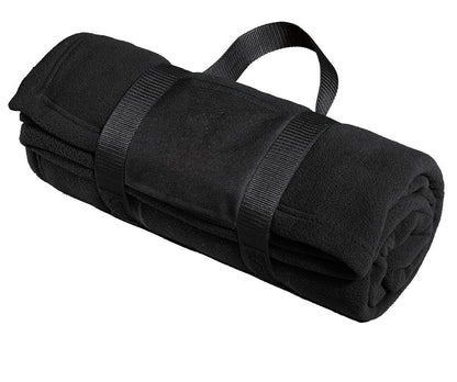 Personalized Fleece Blanket with Carrying Strap, Monogrammed Throw, Embroidered Name, Personalized Mom Bridesmaid Gift, Polyester