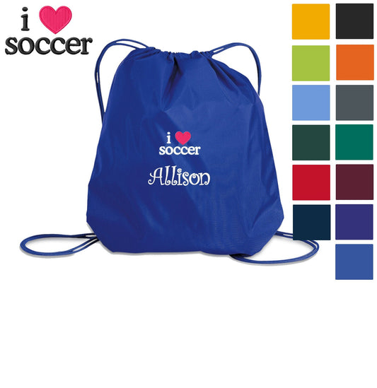 Personalized Kids Soccer Cinch Pack, Drawstring Gym School PE Pool Backpack, Embroidered Sports Bag, Monogrammed Custom Name, Kids Gift