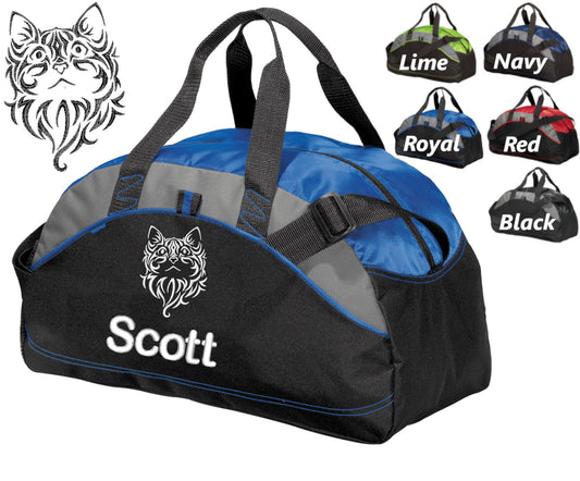 Personalized Cat Duffel Bag, Embroidered Cat Head, Monogrammed Name of your Cat, Perfect Pet Birthday Gift, Owner Groomer Trainer