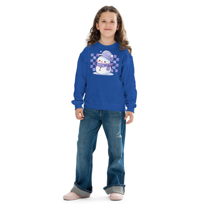 Kids Christmas Snowman Sweatshirt, Checkered Xmas Sweater, Christmas Season Gifts, Christmas Gift, Xmas Sweatshirt, Christmas Kids Gift