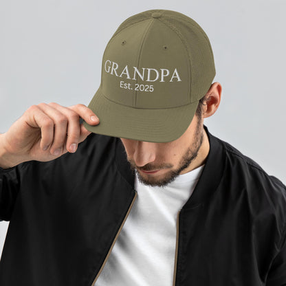 Personalized Grandpa Trucker Cap Hat, Embroidered Richardson 112 Snapback, New Grandfather Gift, Granddad Gift, Papa Hat, Fathers Day Gift