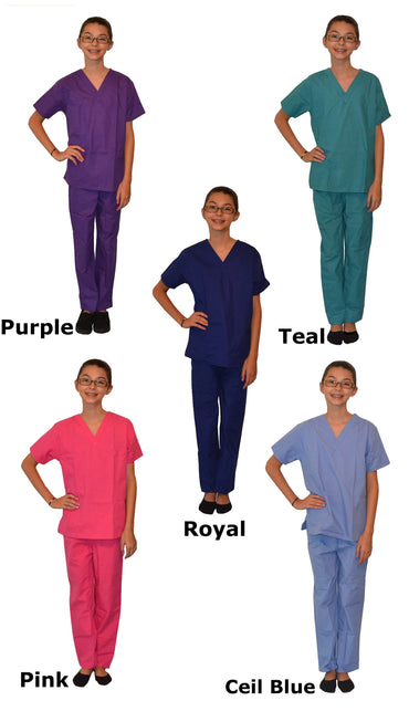 Embroidered Personalized Kids Veterinarian Scrubs with Horse Embroidery Design for little Doctors and Nurses